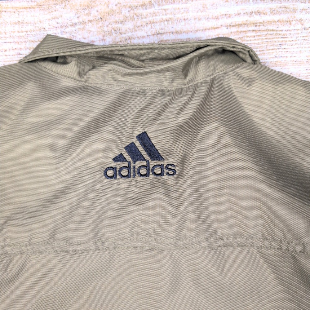 Vintage 90s /‎ Y2k Adidas Mens Full Zip Windbreaker Olive Jacket  Large L - Picture 7 of 8